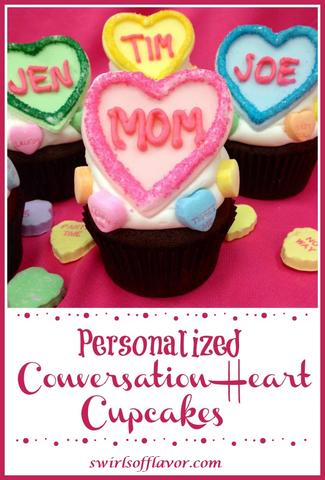 Personalized Conversation Heart Valentine Cupcakes
